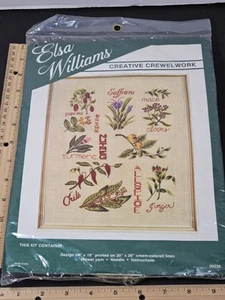 Elsa Williams Kräuter Garten Kochen Crewel Stickpackung 00236 Vintage Neu aus altem Lagerbestand Rarität - Bild 1 von 3