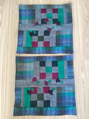 Harris Tweed Cushion Covers X 2 (one Pair). Patchwork +Appliqué Thistle 18x18 In - Image 1 of 4