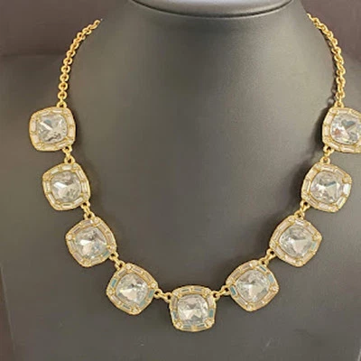 Kate Spade On the Town Necklace Large Glass Stones Gold Plated Dressy Bling - Image 1 of 4