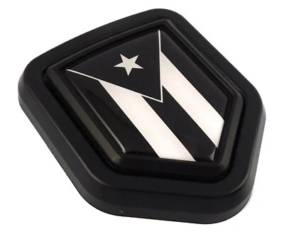 Puerto Rico Black flag car black Shield Grill Badge grille mount emblem — 第 1/4 张图片