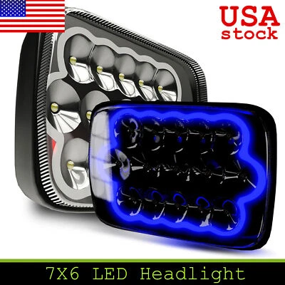 2P 5X7" 7x6inch Rectangle LED Hi/Lo Sealed Beam Headlight DRL For Pickup Truck - Image 1 of 4
