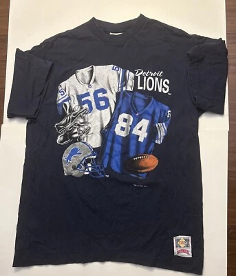DETROIT LIONS T-Shirt VINTAGE Nutmeg Single Stitch 1993 XL Swilling Moore NFL - Image 1 of 4