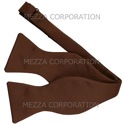 Nuevo en Caja Hombre Pajarita Autoatada Sólida 100% Poliéster Formal Marrón Foto 1 de 4