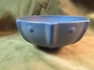 Ciotola ceramica artistica smalto blu opaco circa 1915 artigianato artistico marchio Pfaltzgraff York - Foto 1 di 4