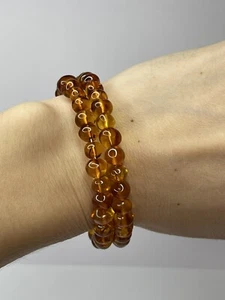 GENUINE BALTIC AMBER Stone Bracelet Classic Amber Color Bracelet ADJUSTABLE size - Picture 1 of 17