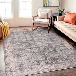 Rugshop Rugs Vintage Inspired Bordered Machine Washable Rug Living Room Rug 5x7 - Picture 1 of 10