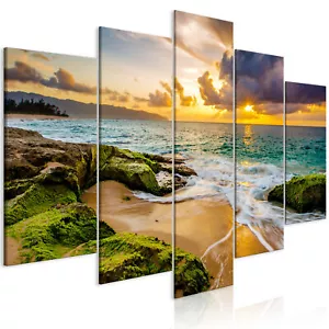 Strand Meer Vlies Leinwandbild 5 Teilig Wandbilder XXL Landschaft Natur Bild - Bild 1 von 45