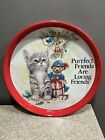 Vintage Giftco Giordano Christmas Serving Tin Tray &quot;Purrfect Friends&quot; Kitten Cat