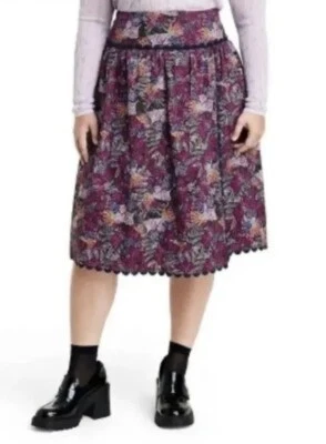 Kika Vargas x Target Skirt Size 2 Coral Reef Scallop Edge Midi Purple  Print NWT - Image 1 of 4