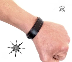 BRACCIALE POLSINO IN PELLE CUOIO UOMO DONNA SU MISURA! ARTIGIANALE! R20 - Foto 1 di 8