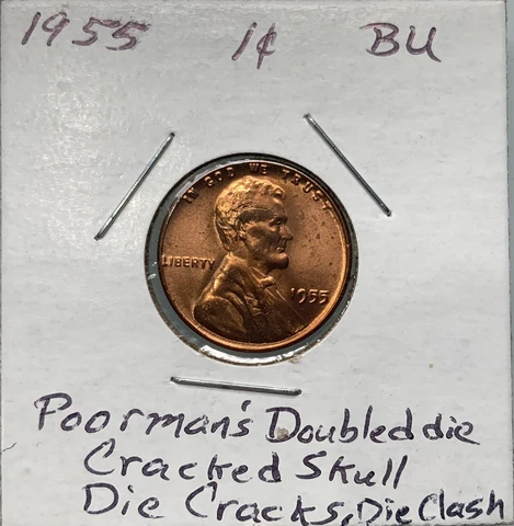 1955 1C 1 C One Cent Wheat Penny “Cracked Skull” Cover