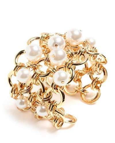 AMRITA SINGH FAUX PEARLS GOLDTONE BRASS STATEMENT CUFF - Image 1 of 1