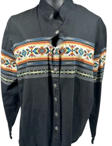 Brooks & Dunn Panhandle Slim Vintage 90s Western Shirt XL Black Aztec Southwest - Picture 1 of 9