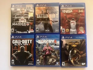 PS4 Game Lot. Playstation 4, NBA 2K14, Black Ops, Second Son, Madden 18. Tested - Picture 1 of 9