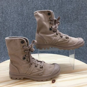 Palladium Boots Womens 6 Pallabrouse Lace Up Combat 92478-225 Brown Fabric - Picture 1 of 18