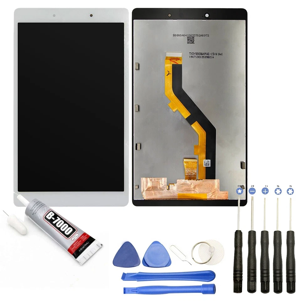 VISIODIRECT VITRE + ECRAN LCD POUR SAMSUNG GALAXY TAB A 8.0 2019 SM-T290 BLANC+OUTILS+COLLE