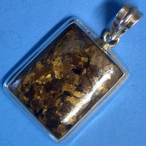 P586A Sterling Silver Brown Gold Sea Sediment Jasper Pendant Charm 1.9" New 925 - Picture 1 of 6