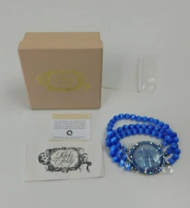 Rare Kirks Folly Seaview Moon Bracelet Blue Rhinestone Crystal Bead Stretch - Picture 1 of 9