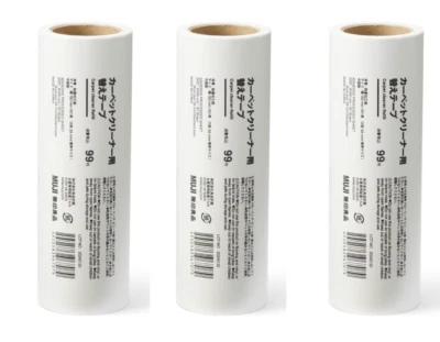 MUJI Carpet Cleaner Roller Refill Paper  3 pcs straight cut from Japan - image 1 of 4