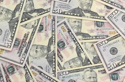 U.S. $50 CASH Money One Fifty Dollar Bill note USD Federal Reserve item #250. - Image 1 of 4