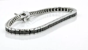 19 ctw Created Princess Cut Black Diamond 14k White Gold Plated Tennis Bracelet! - Picture 1 of 7
