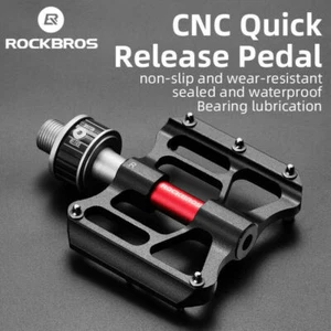 ROCKBROS Mountain Bike Pedals Quick Release CNC Sealed Bearings 9/16" Anti-slip - Picture 1 of 6