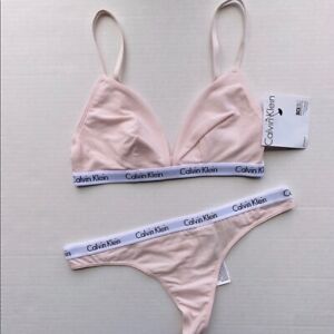 NEW Calvin Klein Logo Triangle Bralette Thong BoyShorts Bikini Set **PICK**