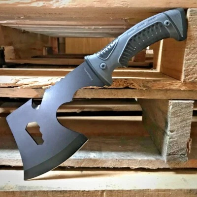 SUPER KNIFE 12 Inch Axe Fixed Blade Throwing Tomahawk Hatchet w/Sheath, Rope Cutter &Wrench