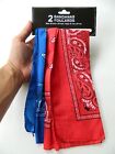 UNISEX 100% POLYESTER 20" X 20" PAISLEY RED & BLUE W/DESIGNS BANDANAS(PACK OF 2)