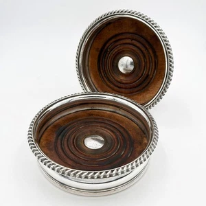 PAIR GEORGE III BOTTLE COASTERS OLD SHEFFIELD PLATE c1810 - Picture 1 of 5