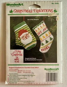 WonderArt Joyful Santa Ornamente Kreuzstich Set 1980er Fäustlinge Socke versiegelt - Bild 1 von 6