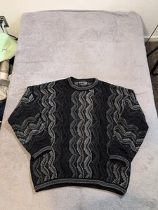 Baracuta Tundra Men's Coogi Style 3D Knit Sweater Size Large Vintage 90s Hip Hop - Picture 1 of 7