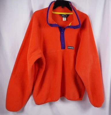 Sudadera Pullover LANDS END Vintage Años 90 Polar GRANDE Coral Naranja HECHA EN EE. UU. Foto 1 de 4