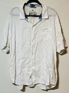 Tommy Bahama Men's 100% Linen WHITE Short Sleeve Button Up Shirt Size XXL - Picture 1 of 7