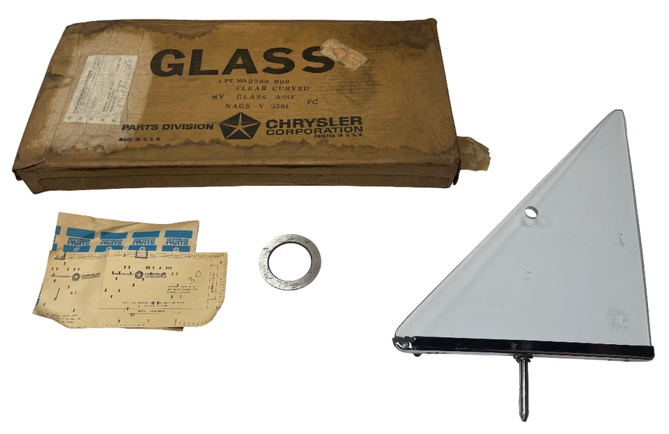 全新 旧货 左通风窗总成 适用于 1966 - 67 B 车身模型 Mopar #2588699 — 第 1/1 张图片