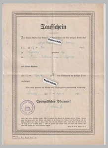 Bernburg Taufschein Stempel Kirche Biendorf und Wohlsdorf  1946 - Picture 1 of 1