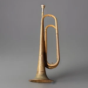 WW1 Us Army MILITARY BRASS BUGLE - STAMPED US REGULATION Made In USA - Picture 1 of 7