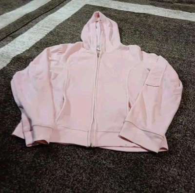 Self Esteem Light Pink Velour Full Zip Hoodie Size Large - Image 1 of 2