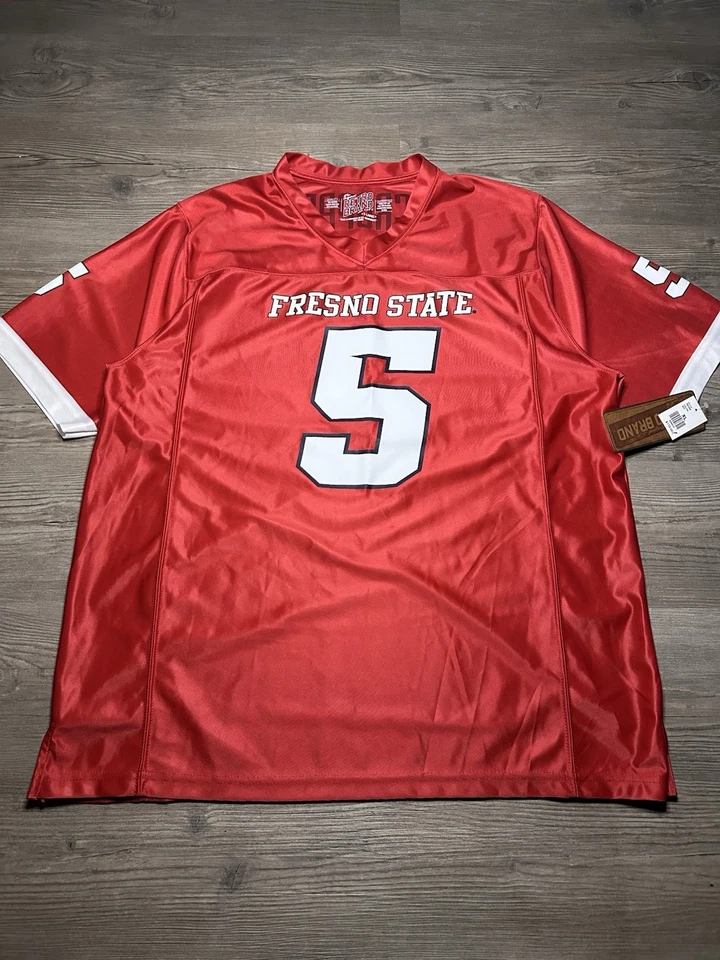 复古品牌球衣男式 XL 码全新带标签弗雷斯诺州斗牛犬 #5 Jalen Cropper  — 第 1/4 张图片