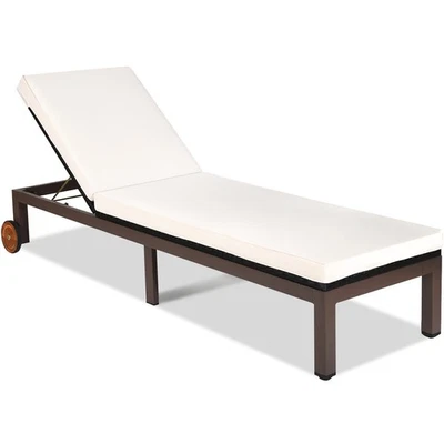 Chaise longue de mimbre para patio al aire libre de ratán sofá con rueda Foto 1 de 4
