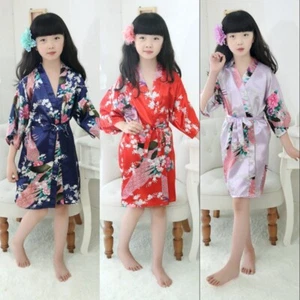 Girls Ice Silk Sleep Robes Chinese Traditional Kimono Robe Summer Bathrobe - Picture 1 of 10