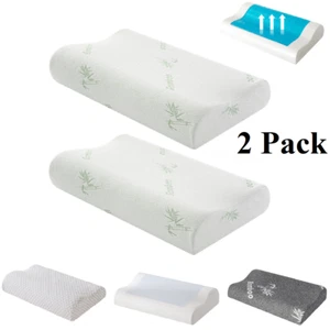 1/2 Pack Orthopedic Contour Memory Foam Pillow Cooling Gel Cervical Bed Pillow - Picture 1 of 49