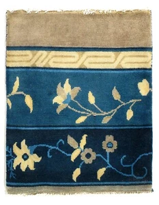 Fine Hand Knotted antique Chinese Peking Design Sample 2'X 2' - Picture 1 of 3