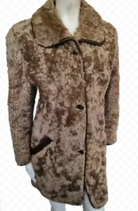 Echtes Lammfell Shearling Vintage Teddybär Curlam Mantel Gr. 12 14 Small 16 - Bild 1 von 14