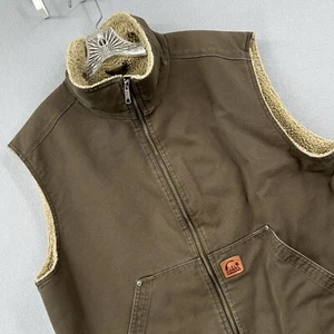 Sorel Sherpa Lined Duck Canvas Work Vest Men's XXL Heavy Outdoor Workwear Brown - Afbeelding 1 van 18