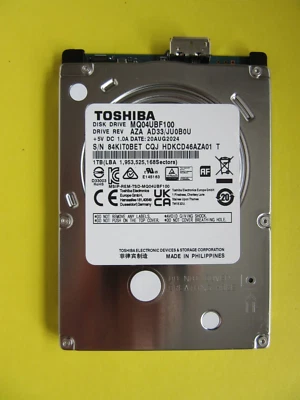 Toshiba 1TB 2.5" USB HDD MQ04UBF100 AZA AD33/ JU0B0U Aug 2024 CQJ HDKCD46AZA01 T - Image 1 of 4