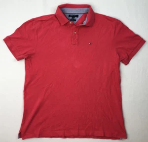 Tommy Hilfiger Shirt Men's Extra Large Dark Pink Polo Short Sleeve 100% Cotton - Picture 1 of 9