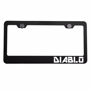 Marco de matrícula negro mate Chrome DIABLO Tapón de rosca de metal grabado con láser - Imagen 1 de 7
