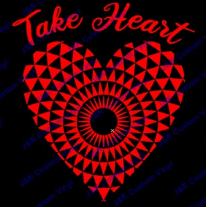 Take Heart Mandala Vinyl Decals, Heart, Mandala Heart, Mandala - Picture 1 of 3