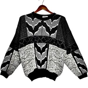 Vintage 90's Mondo Men’s Alpaca Wool Knit Geometric Sweater Made Italy Sz M/50 - Picture 1 of 11